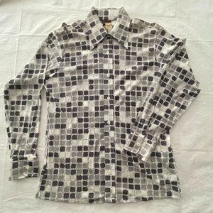 VINTAGE NEW 70s Puccini De Roma Geometric Knit Long Sleeve Polyester Blend Shirt